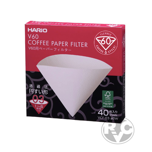 Hario VCF-03-40W. Бумажный фильтр. 40 шт.